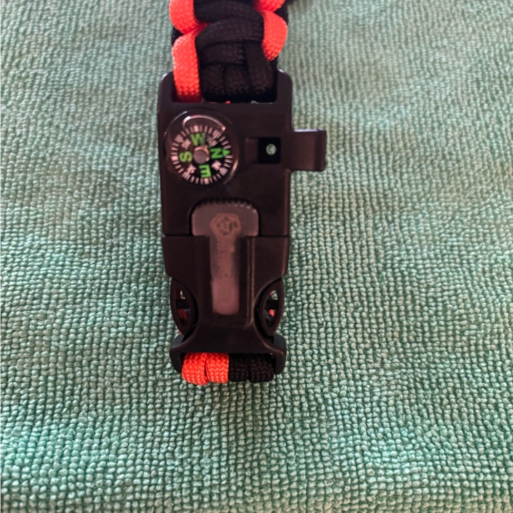 Black and Orange Paracord Bracelet with Compass